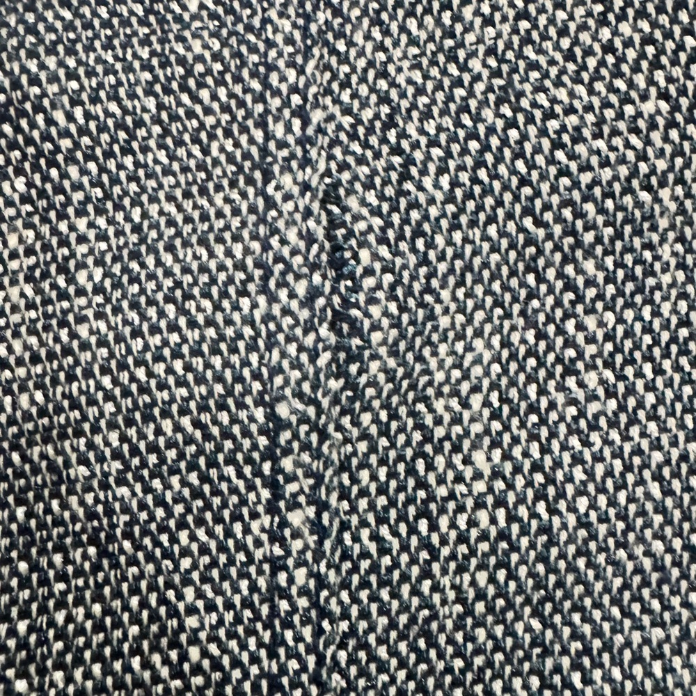 Chico’s Denim Tweed Mixed Media Jacket Blue Silver Button Size 1 M - Picture 8 of 11